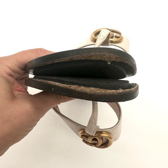 Gucci Marmont GG Thong Flat Sandals Flip Flops Mystic White Leather EU 39 US 9 - Picture 9 of 12